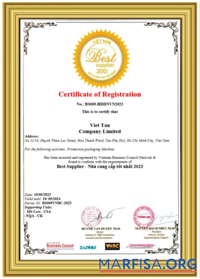 Blank Vietnam certificate of registration Word and PDF template